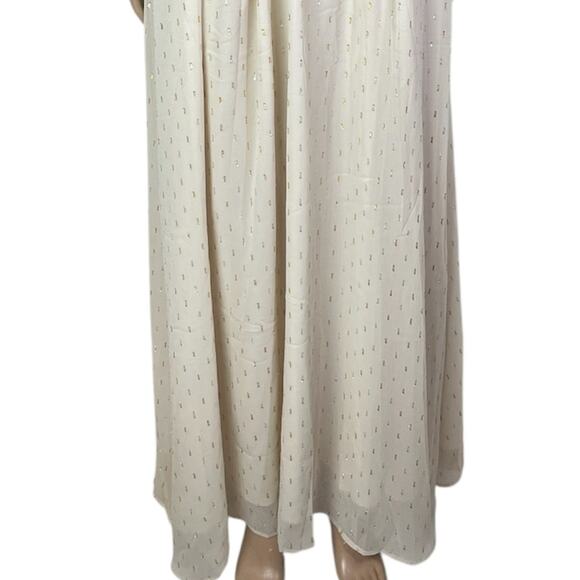 New ModCloth Illuminated Elegance Ivory Metallic Chiffon Maxi Dress - Picture 7 of 12